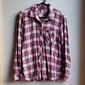 GAP Red/Blue/White Plaid Button Down Shirt Size Large